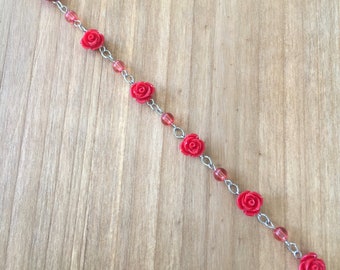 Red Flower Bracelet