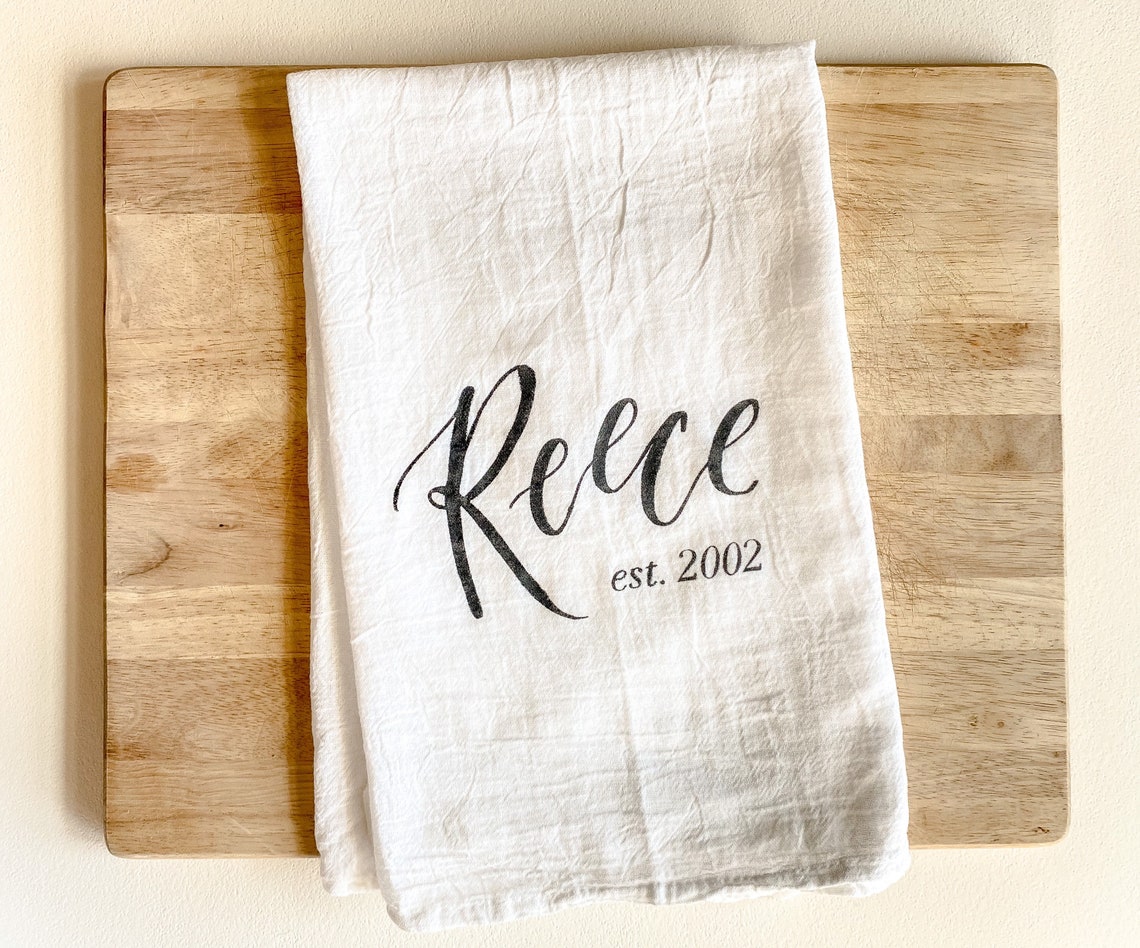 Custom Tea Towel // Personalized Tea towel // Last name Towel Etsy