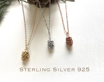 handmade necklace contemporary necklace natural form necklace modern necklace silver necklace Sterling Silver Pine Cone Necklace