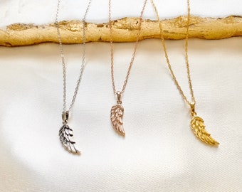 Collar de ala de ángel de plata esterlina, collar de bebé de ángel, amuleto de ala de ángel, regalos conmemorativos, collar conmemorativo de la abuela, collar de aborto espontáneo