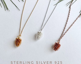 Sterling Silver Pinecone necklace, pine cone necklace, pinecone jewelry, pine cone jewelry, Christmas necklace