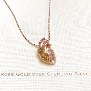 Roségoud over sterlingzilveren anatomische hartketting, hartketting, verpleegsterketting, medische geschenken, anatomisch hart, verpleegstergeschenken. medisch