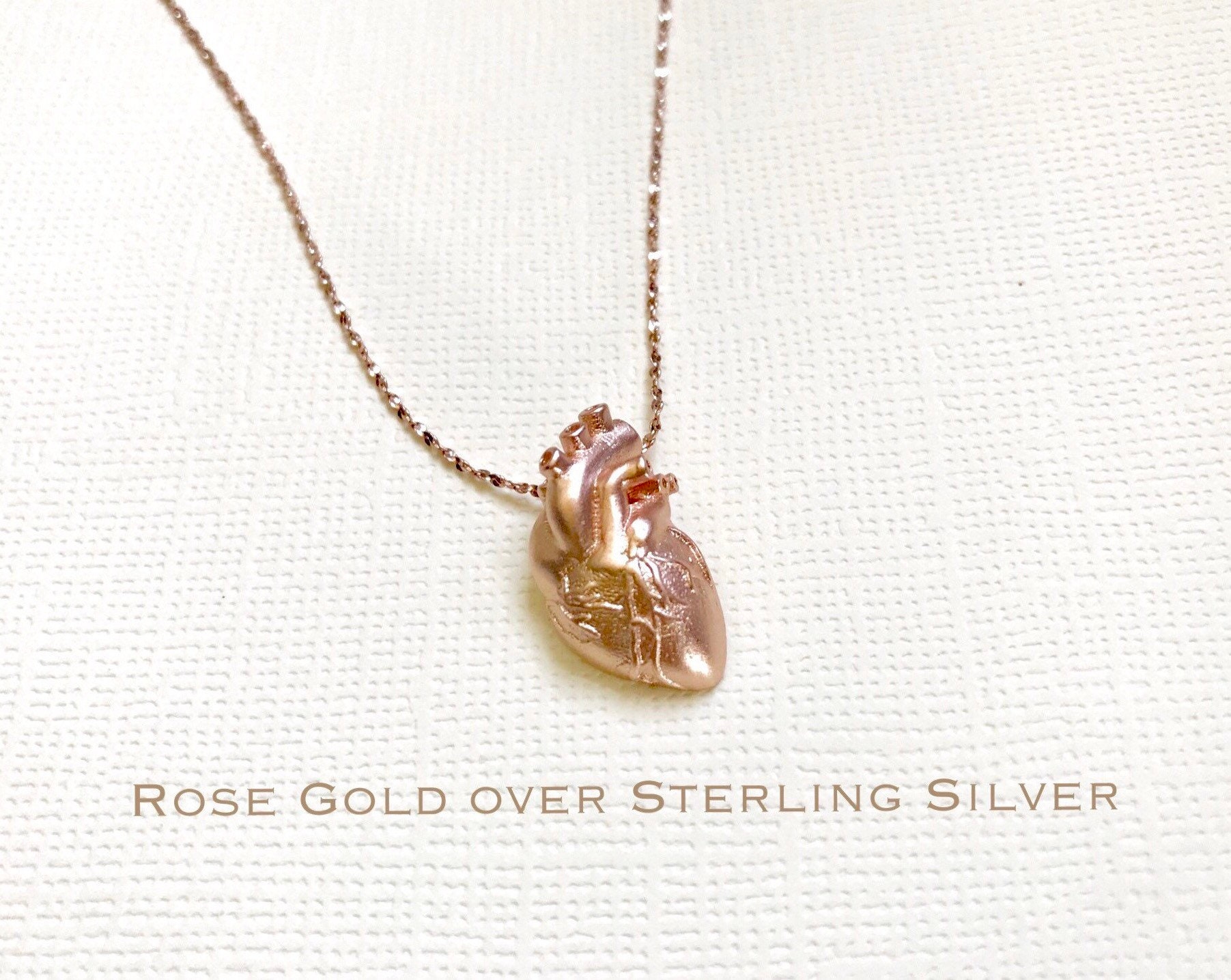 Anatomical heart necklace rose gold clearance