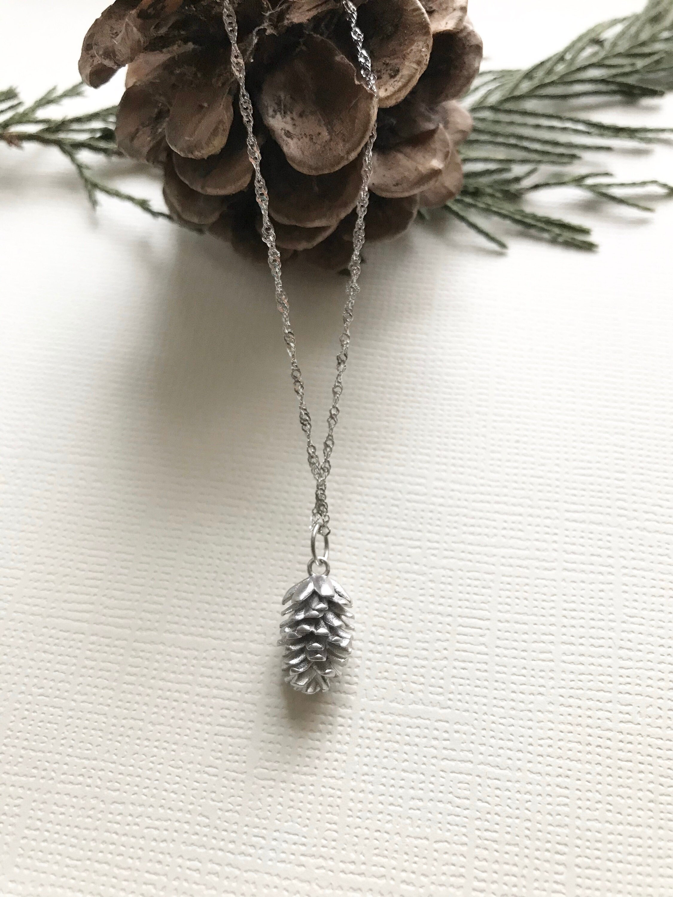 Sterling Silver Pinecone necklace pine cone necklace Etsy