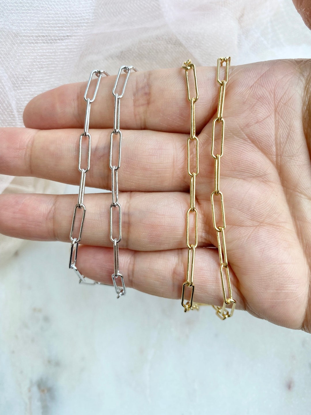Sterling Silver Paper Clip Chain, Paperclip Chain, Gold Paper Clip ...