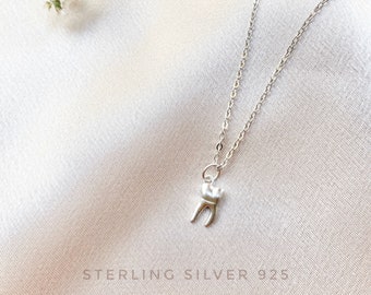 Sterling Silber Zahn Halskette, Zahn Halskette, Molar Halskette, Zahn geschenk, Zahnarzt Halskette