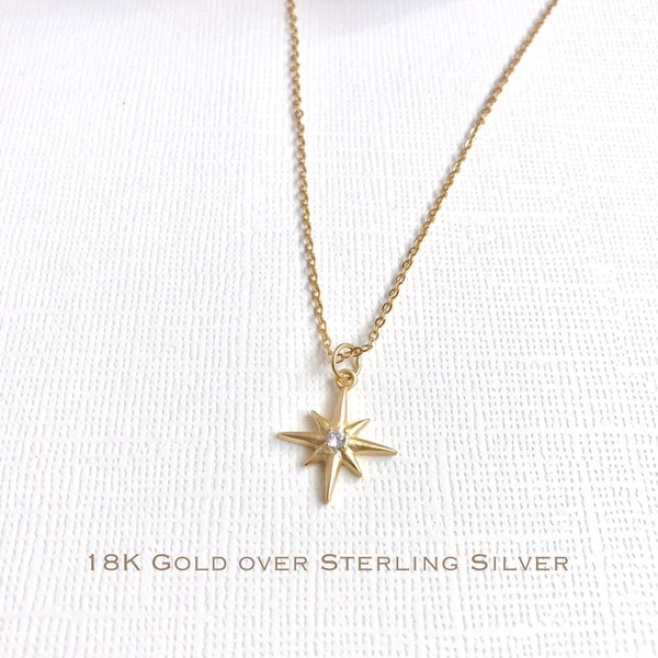 Sterling Silver North Star necklace, Polaris necklace, Pole star necklace, Traveler necklace, Tiny Star necklace, North Star Jewelry