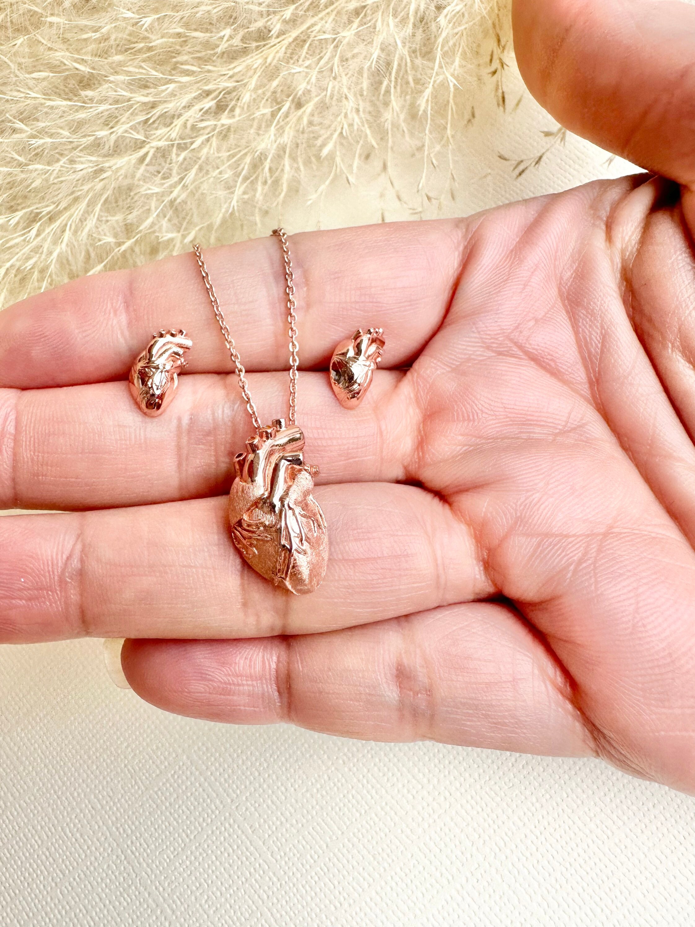 Rose gold discount anatomical heart necklace