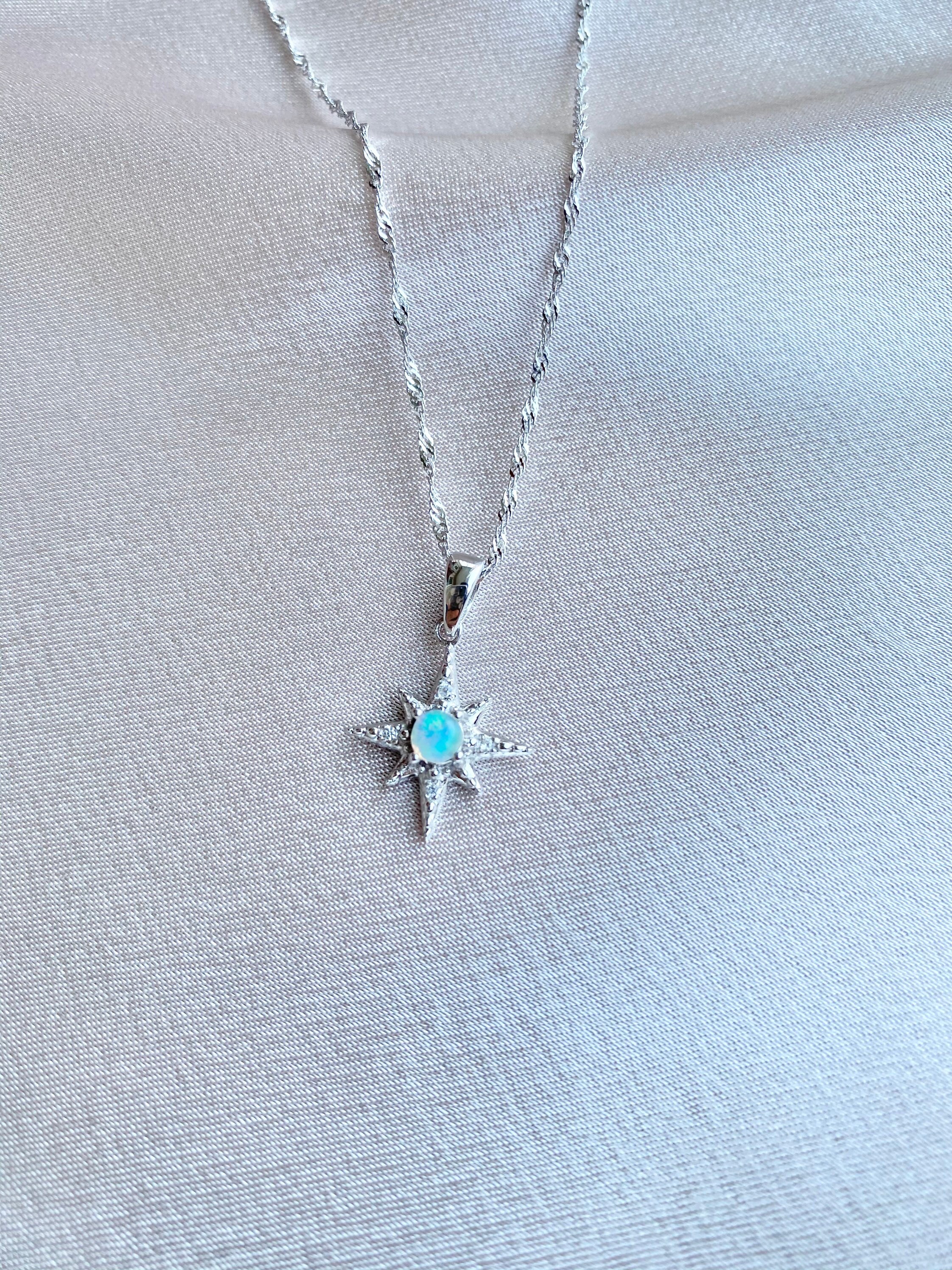 Sterling Silver Opal North Star Necklace, Polaris Necklace