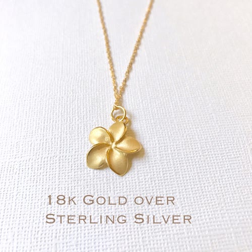 Sale Rose Gold Over Sterling Silver Plumeria Necklace Etsy