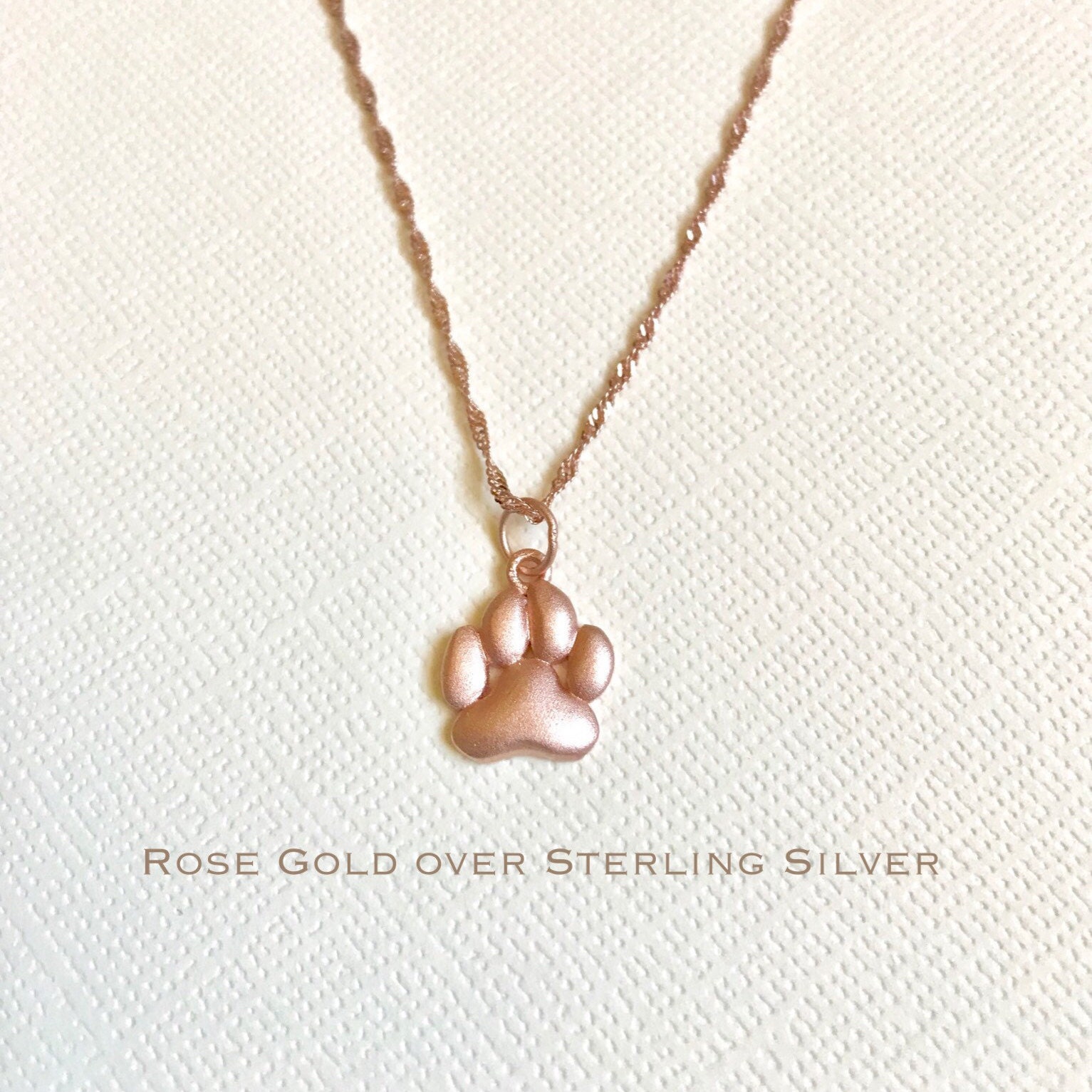 Rose Gold over Sterling Silver Paw print necklace dog lover Etsy