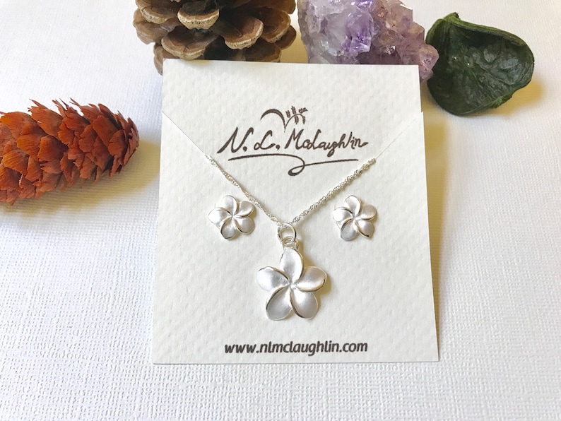 Sale Sterling Silver, Plumeria stud earrings, Plumeria earrings, Plumeria studs, Hawaiian earrings, Rose Gold Plumeria, Flower earring image 9