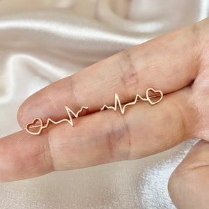 Sterling Silver heartbeat climber, heartbeat earrings, EKG earrings, ECG earrings, medical gifts, nurse necklace, doctor jewelry, nurse gift