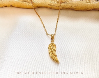 Collar de ala de ángel de plata esterlina, collar de bebé de ángel, amuleto de ala de ángel, regalos conmemorativos, collar conmemorativo de la abuela, ala de ángel de oro, ala