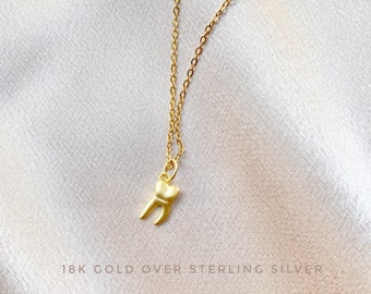 18K Gold over Sterling Silver tooth necklace, Dental necklace, Molar necklace, Dental gifts, Dentist necklace, Dentist jewelry, Dental Jewel