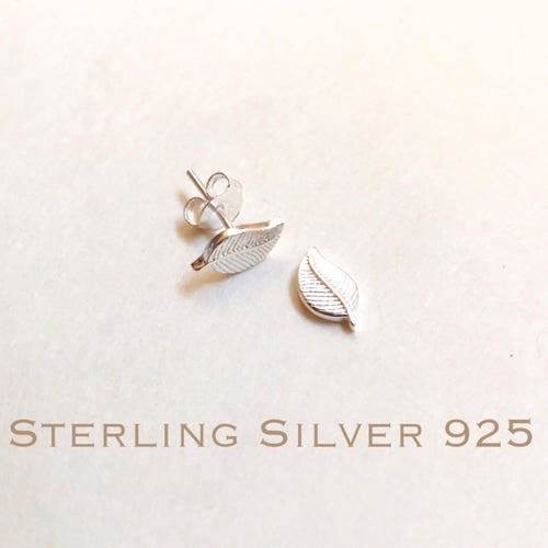 14k Gold Over Sterling Silver Leaves Stud Earrings Leaves Etsy
