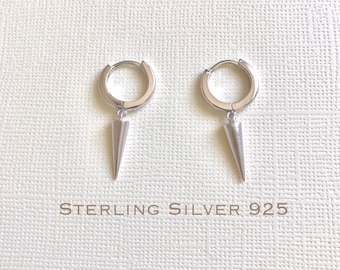 Pendiente de aro con pinchos de plata de ley, pendientes de aro con pinchos, pendientes de aro con pinchos, regalo para ella, pendientes de aro pequeños, regalo de dama de honor, pendientes colgantes