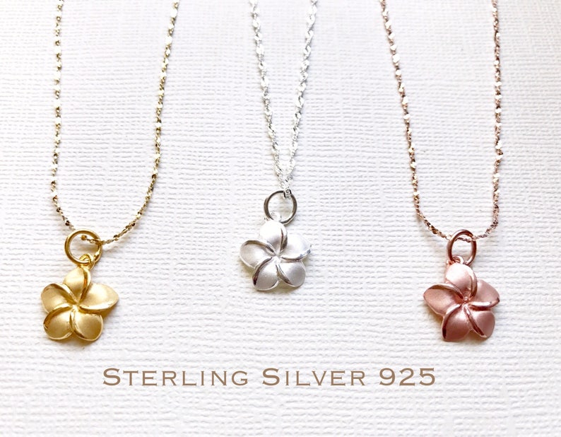 Sale Sterling Silver Plumeria Necklace Plumeria Necklace Etsy