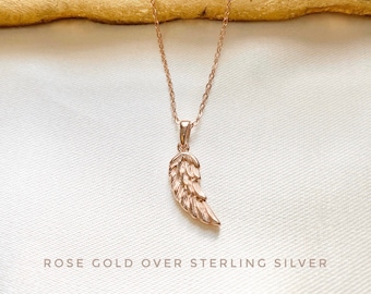 Collar de ala de ángel de plata esterlina, collar de bebé de ángel, amuleto de ala de ángel, regalos conmemorativos, collar conmemorativo de la abuela, ala de ángel de oro, ala