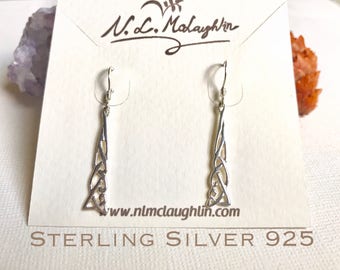 Pendientes de nudo celta de plata de ley, pendientes colgantes de nudo celta, joyas celtas, pendientes de nudo de amor, tachuelas de nudo de amor, pendientes de nudo irlandés
