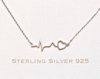 Sterling Silber Herzschlag Halskette, Herzschlag Halskette, EKG Halskette, EKG Halskette, EKG Halskette, medizinische Geschenke, Krankenschwester Halskette, Arzt Halskette, Krankenschwester Gif