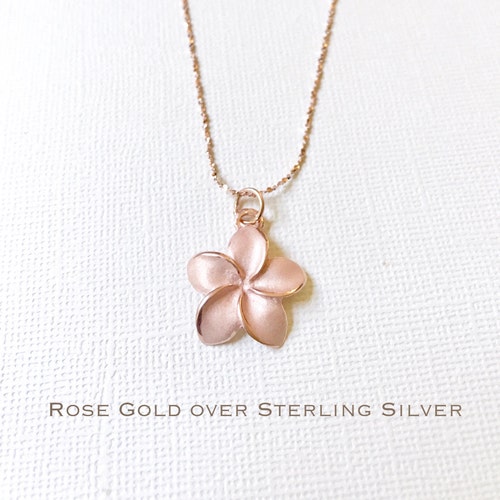Sale Gold Over Sterling Silver Plumeria Necklace Plumeria Etsy