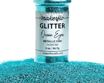 Forma de purpurina fina metálica - Ojos de océano Envasado en botella de 2 oz, poliéster de alta calidad y purpurina resistente a solventes