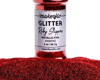 Metallic Fine Glitter Shape - Ruby Slippers Packed in 2 oz Bottle, High Quality Polyester and Solvent Resistant Glitter