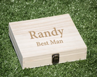 Groomsmen Gift Box, Best Man Wood Box, Cigar Box, Flask Set Box, Wood Case, Wedding Gift Box for Souvenir, Storage Box, Cigar Display