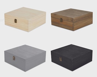 Bulk Wholesale Medium Wood Boxes, Unfinished Memory Boxes, Hinged Wood Boxes, Trinket Craft Boxes, Wooden Treasure Box, MakerFlo Boxes