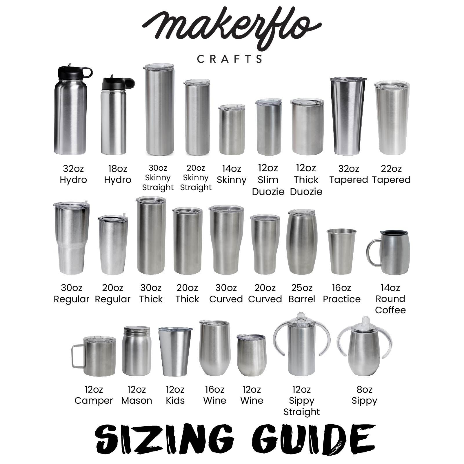 MakerFlo 14 oz, 25 Pack Skinny Sublimation Blank Tumbler, Stainless Steel, White