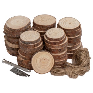 Pine Wood Bark Slices, Wooden Circle Disks for Engraving, Crafts, Paintings, Coasters and Ornaments