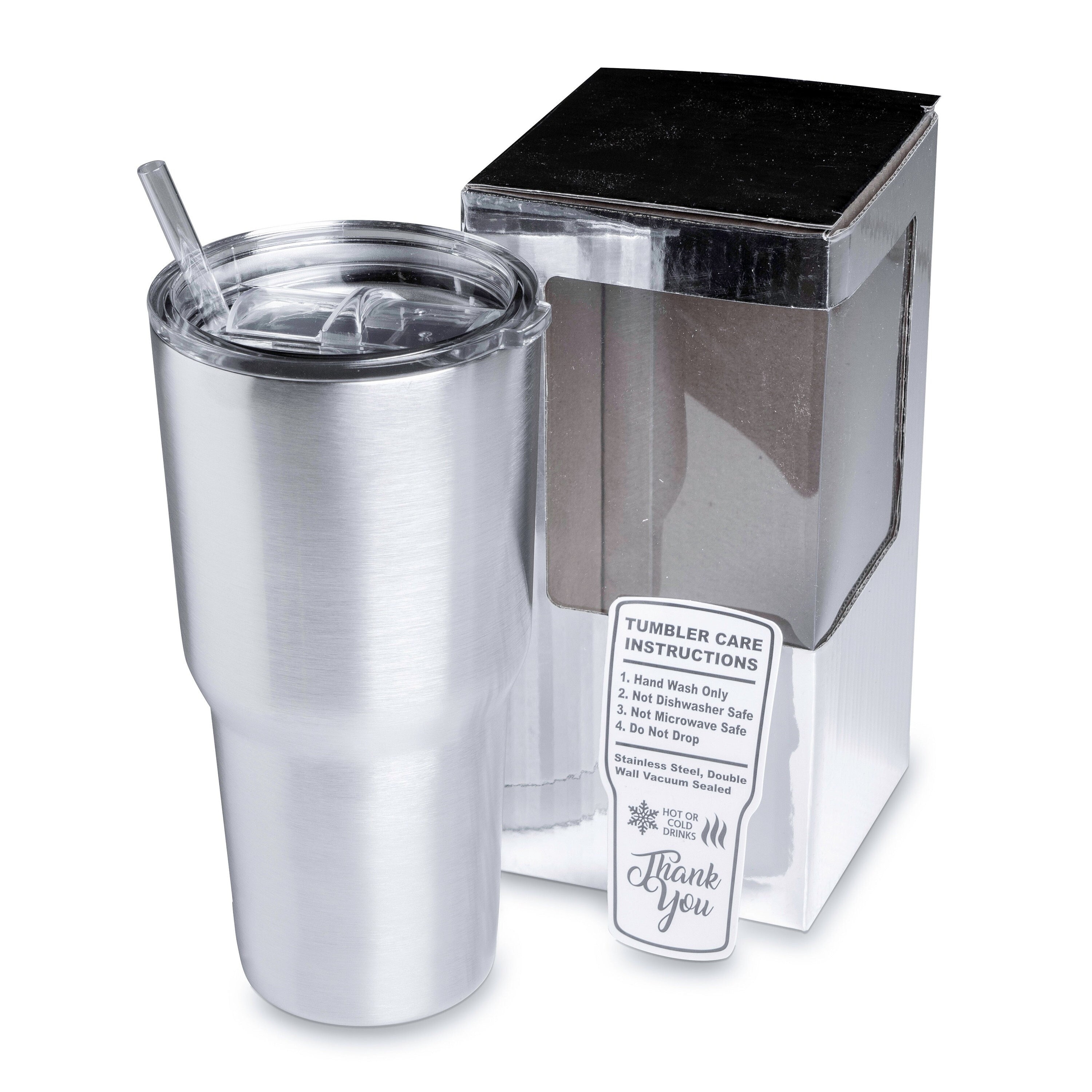 Makerflo 20 Oz Stainless Steel Insulated Tumbler w/ Splash Proof Lid &  Straw, Silver