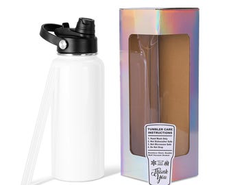 Sublimation 32 oz Hydro Water Bottle with 2-in-1 Lid | Craft-Ready for DIY & Personalization (Sublimation, Epoxy, UV DTF, Vinyl)
