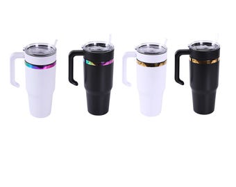 MakerFlo 30 oz Electroplated Tumbler with Twist-On Handle, Laser Engraving Blank, Leak-Proof Lid, Case of 25