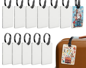Sublimation Luggage Tags Bulk PU Leather Name Tag Blank Suitcase Tags Heat Transfer Bag Tags for DIY Gifts & Personalization - Sublimation
