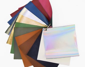 MakerFlo Laserette™ Swatch Set, 12 Engravable Vegan Leather Color Sample Pack for Laser Engraving, UV Printing, Customization & Testing