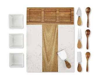 Wholesale Marble Charcuterie Cheese Board Set, Bulk Marble Wood Charcuterie Boards, Acacia Wood Serving Boards, Cheese Platter Boards