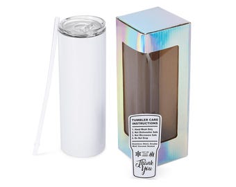 20 oz Sublimation Skinny Tumbler with Lid and Straw, Craft-Ready Tumbler for DIY Personalization Sublimation, Epoxy, UV DTF, Vinyl