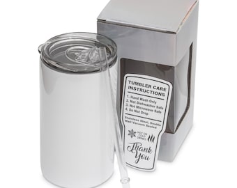 14 oz Sublimation Skinny Tumbler with Lid and Straw, Craft-Ready Blank Tumbler for DIY Personalization (Sublimation, Epoxy, UV DTF, Vinyl)