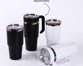 MakerFlo 30 oz Electroplated Tumbler, Leak-Proof MakerTwist Lid & Straw, Laser Engraving Blank, Handle Sold Separately, Case of 25