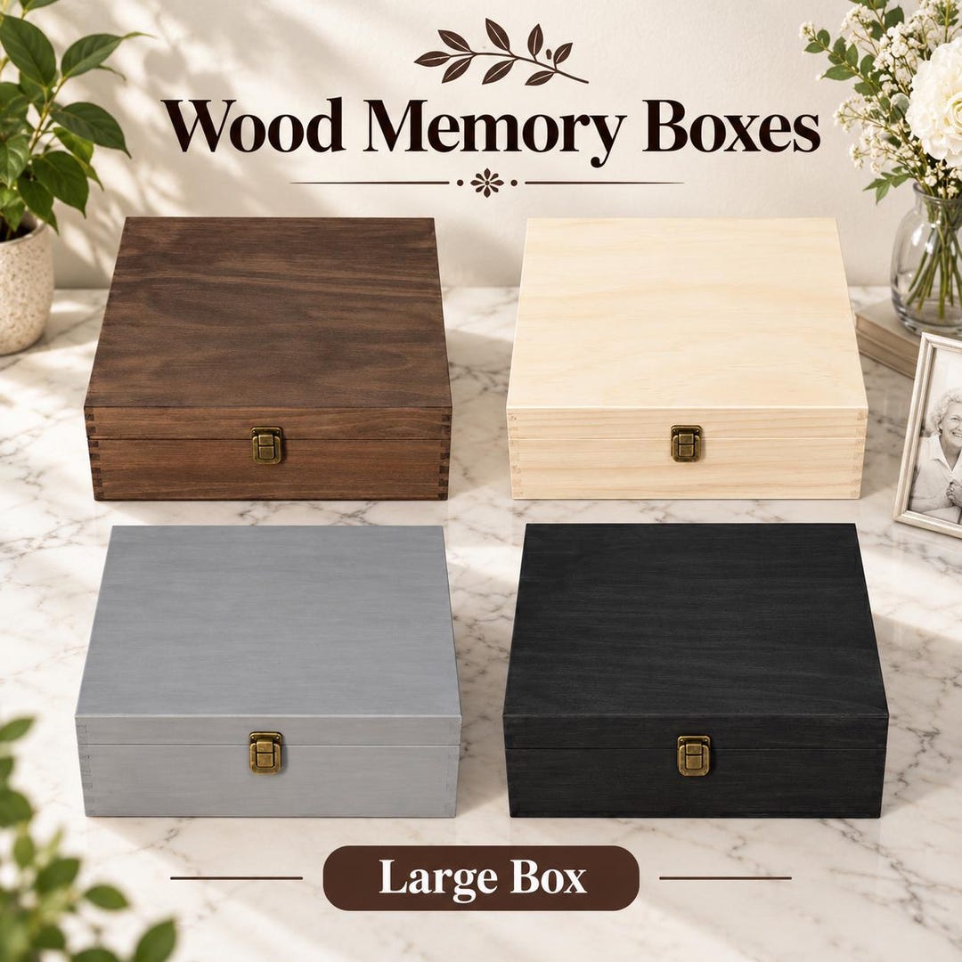 Personalized Keepsake Memory Box, Large Wooden Storage Box with Felt ...