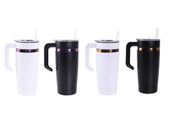 MakerFlo 20 oz Electroplated Classic Tumbler with Twist-On Handle, Laser Engraving Blank, Leak-Proof Lid, Case of 25