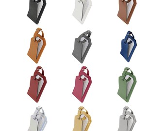MakerFlo Laserette™ Luggage Tag Sample Pack – 12 Engravable Vegan Leather Travel Bag Tags with Privacy Flap and Gift Boxes, Wholesale & Bulk