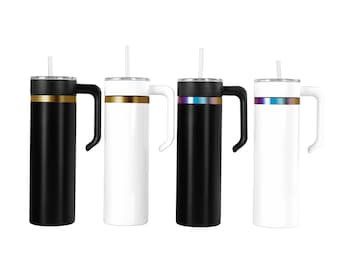 MakerFlo 20 oz Electroplated Skinny Tumbler with Twist-On Handle, Laser Engraving Blank, Leak-Proof Lid, Case of 25