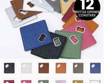 MakerFlo Laserette Bottle Opener Coaster Sample Pack, 12 Colors, Magnetic Beer Coaster, Laser Engraving Ready
