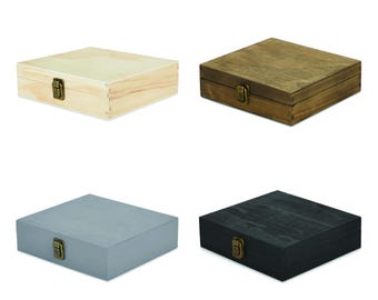 Wood Cigar Box, Pine Keepsake Box with Felt Lining, Hinged Lid, Laser Engraving Blank, DIY Craft Box, Personalized Gift Box