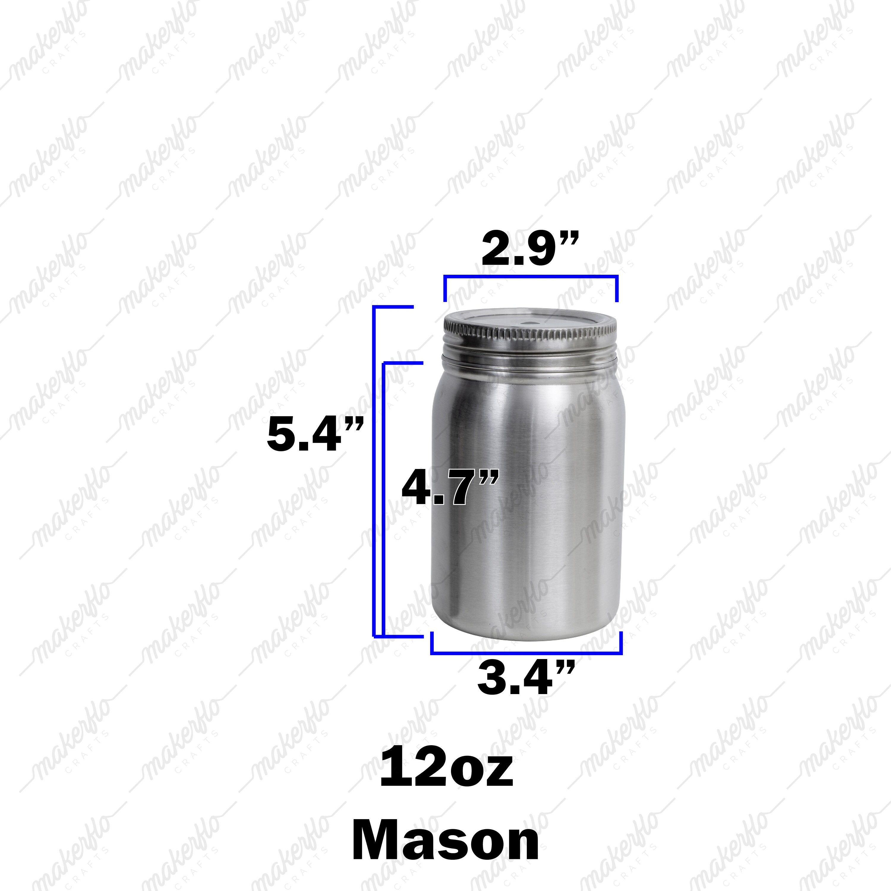 MakerFlo 12 oz, 25 Pack Mason Jar Stainless Steel Insulated