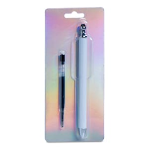Bolígrafo de gel negro Crafters de acero inoxidable de 0,5 mm - Paquete de 12 unidades, retráctil, de secado rápido, con depósito intercambiable