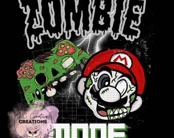 Zombie Mario, Halloween, Mario, Zombie, Gamer, Spooky, PNG, Instant Download